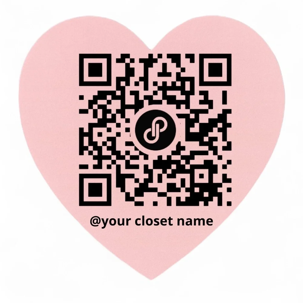 Custom Poshmark QR Code Sticker | RED or PINK Heart Closet Label 2